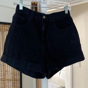 American apparel black denim shorts 26/27 size